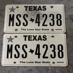 Texas TX Lone Star State License Plate MSS 4238 Set Of 2